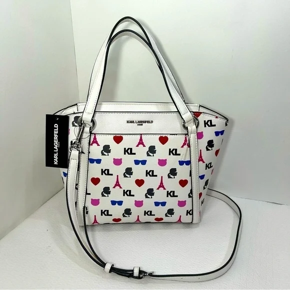 Karl Lagerfeld Paris Iris Tote Handbag, crossbody strap White multi - Picture 14 of 14